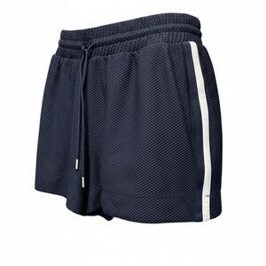 NWT GSTQ Men’s Navy Blue Mesh Shorts with White Stripes Drawstring - Size Medium